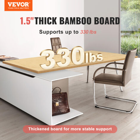 VEVOR Dessus de table en bambou, 70,9" x 29" x 1,5", capacite de charge de 330 lb, bureau universel solide monobloc en bambou pour cadre de bureau electrique reglable en hauteur