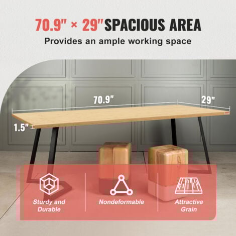 VEVOR Dessus de table en bambou, 70,9" x 29" x 1,5", capacite de charge de 330 lb, bureau universel solide monobloc en bambou pour cadre de bureau electrique reglable en hauteur