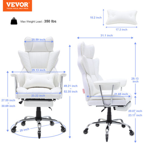 Fauteuil De Bureau En Cuir PU VEVOR - Dossier Haut Ergonomique Avec Accoudoirs Relevables - 136kg Charge Max