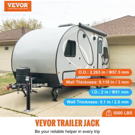 VEVOR Cric de Remorque, Support Cric Remorque a Souder Capacite de Charge 2268 kg avec Manivelle pour Soulever le Remorque de Camping-car, Remorque a Chevaux, Remorque Utilitaire, Remorque de Yacht