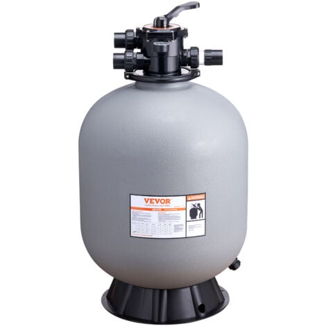 VEVOR Filtre a sable 609,6mm systeme de filtre a sable pour piscine hors sol avec valve multi-ports 7 voies debit 65GPM fonction filtre, lavage contre-courant, rincage, recirculation, dechets, hiver