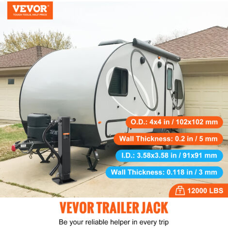 VEVOR Cric de Remorque, Support Cric Remorque a Souder Capacite de Charge 5443 kg avec Manivelle pour Soulever le Remorque de Camping-car, Remorque a Chevaux, Remorque Utilitaire, Remorque de Yacht