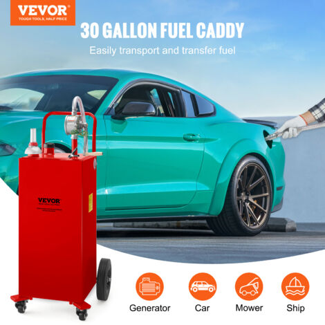 Chariot à Carburant 35 Gallons VEVOR - Réservoir Avec Pompe Manuelle - Pour Essence, Diesel - Roues Grandes Pour Transport Facile
