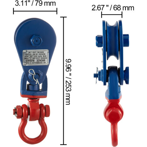 VEVOR Bloc dearrachage avec chaine, capacite 2 tonnes,bloc de greement