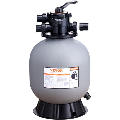 VEVOR Filtre a sable 482,6mm systeme de filtre a sable pour piscine hors sol avec valve multi-ports 7 voies debit 45GPM fonction filtre, lavage contre-courant, rincage, recirculation, dechets, hiver
