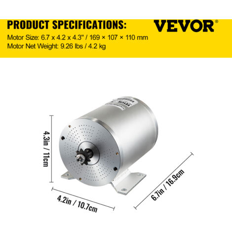 VEVOR Kit de moteur electrique sans balais, 1800 W, moteur electrique