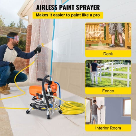 VEVOR Systeme de Peinture par Pulverisation 2000 W, Pulverisateur sans Air avec Tuyau Haute Pression, Pistolet de Peinture Murale 3000 PSI, pour Peinture a Base deEau et deHuile Interieure Exterieure