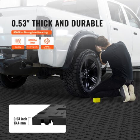 VEVOR Dalles de garage emboitables, lot de 25, revetement de sol garage en PP, 305 x 305 x 13,4 mm, texture double face antiderapante, pour protection garages, sous-sols, ateliers de reparation