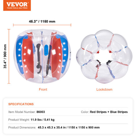 Jeu d'eau et de plage Vevor Bulle Gonflable 150cm Balle Pare Chocs à