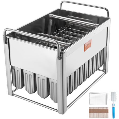 Moule à Glace Popsicle 2 Rainures - Acier Inoxydable, 85ml - Lot De 20 Barres - Techtognda