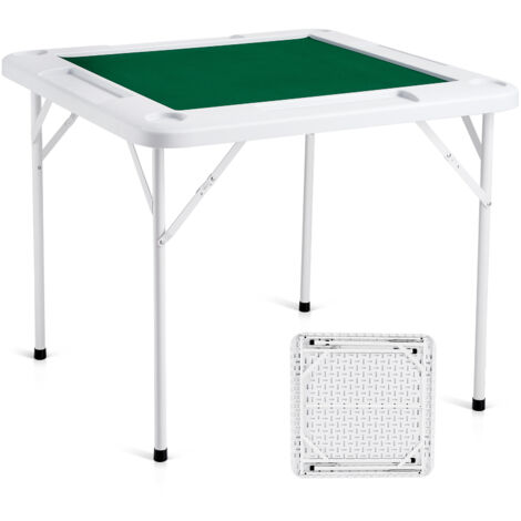 Table D'Échecs Pliable COSTWAY – 90x90 Cm, Tapis, 4 Porte-Gobelets, Camping Et Fêtes
