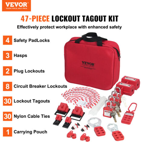 Kit Verrouillage Électricien LOTO - 2 Cadenas, Étiquettes, Moraillons - Sécurité Travail Électrique