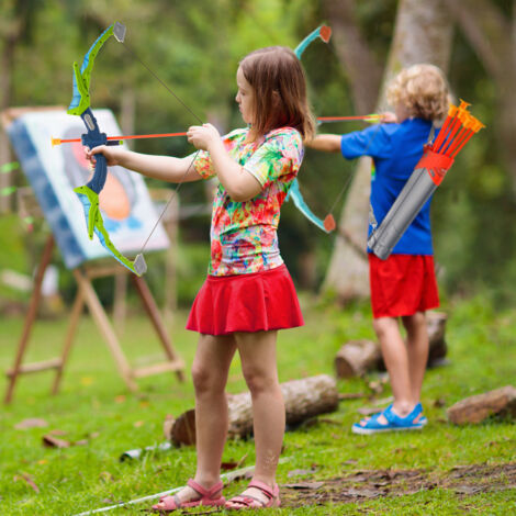 Kit Tir à L'Arc Enfant Avec Lumières LED - 2 Arcs, 20 Flèches Ventouse, Cible Et Accessoires - À Partir De 6 Ans