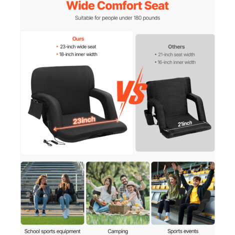 Coussin Gonflable Chauffant Pour Stade - Dossier à 3 Niveaux De Chaleur (jusqu'à 60°C) - Alimentation USB - Pour événements Sportifs, Camping, Plage