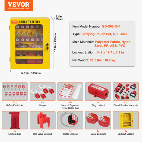 Kit De Verrouillage électrique MEKOTRIN - Pour Disjoncteurs, Prises, Consignation - Sac, Cadenas, étiquettes