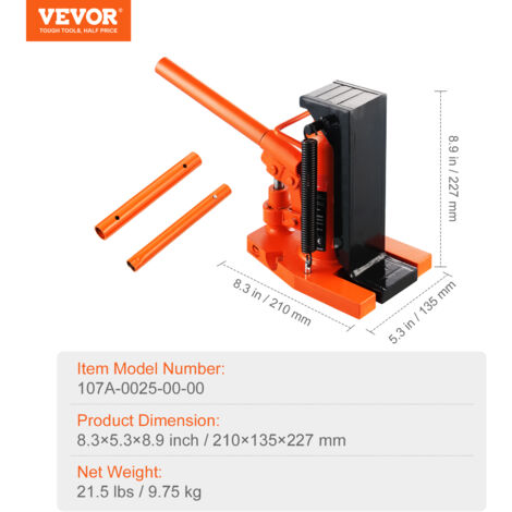 Cric Hydraulique VEVOR 10 Tonnes - Levage Machine Patte 30-190mm, Haut 320-480mm