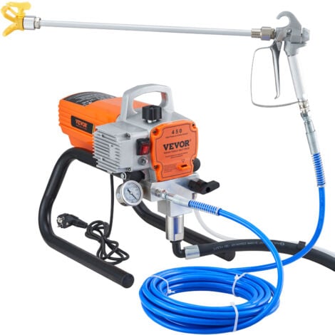 VEVOR Pulverisateur sans Air avec Tuyau Haute Pression, Pistolet de Peinture Murale Plafond 1800 W, 3000 PSI, 1,8 L/min, Pression de Pulverisation Reglable, pour Peinture Interieure Exterieure