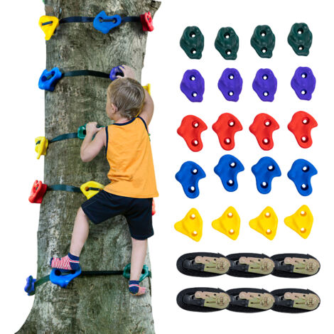 FBSPORT Lot de 4 anneaux d'escalade pour enfants, en plein air, intérieur, enfants, ninja à suspendre, charge maximale : 160 kg, appareils d'escalade, balançoires pour le jardin