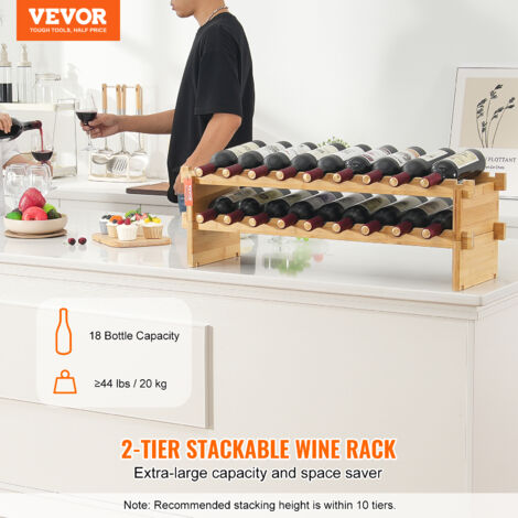 Étagère à Vin Murale DanDiBo - Forme Tonneau - Bois Massif - Range 18 Bouteilles - 68x53x24 Cm