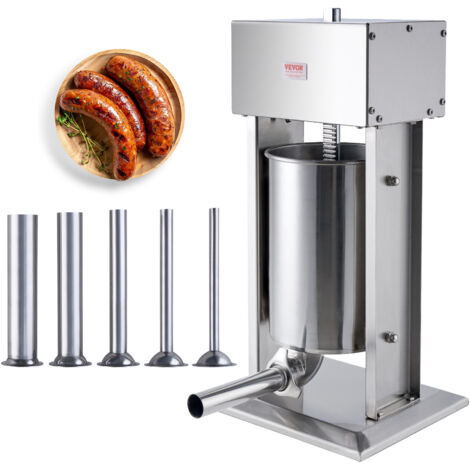 Kedia Poussoir à Saucisses 3L, Machine à Saucisse Verticale, Remplissage de Saucisse en Acier Inoxydable avec 4 Tubes de Diamettre Différent 57 * 17 * 12cm (Acier Inoxydable, 3L