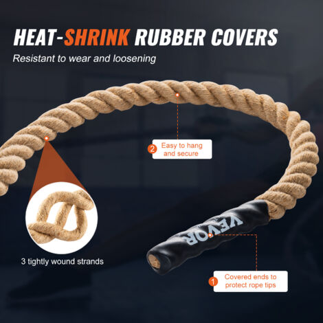 VEVOR Corde deescalade de fitness , 1,5" de largeur, 25 pieds de long, corde deexercice pour les entrainements en salle de sport et a domicile, musculation et escalade, convient aux adultes
