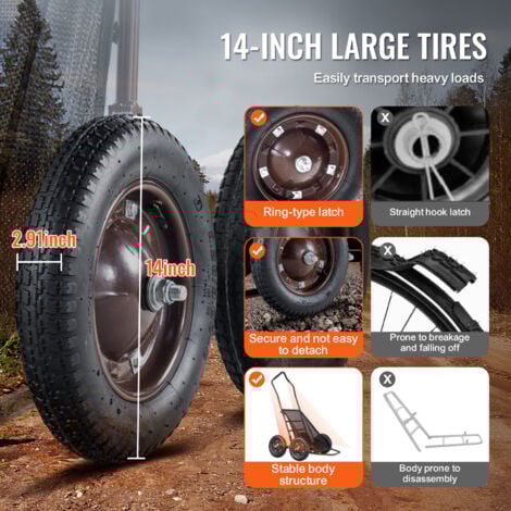 VEVOR Chariot de transport de gibier, chariot de chasse pliable de charge de 500 lb, equipe de 4 grandes roues et deune poignee confortable, chariot deequipement deexterieur durable