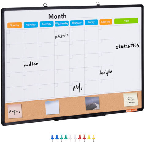 Tableau Blanc Magnétique VEVOR – 92x61 Cm, Avec Planning Calendrier Effaçable à Sec