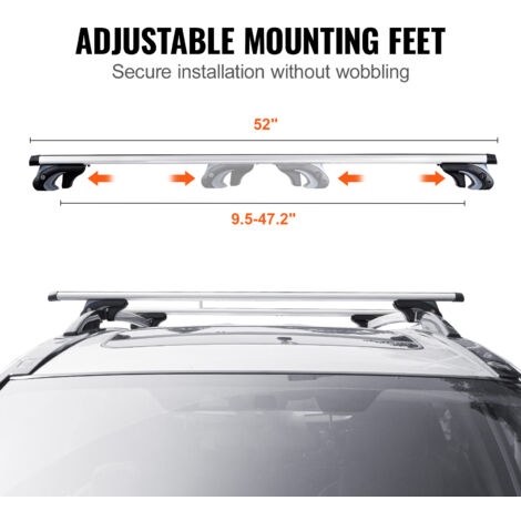 Barres De Toit Universelles VEVOR 132cm - Aluminium, Pour SUV/Berline, Capacité 90kg