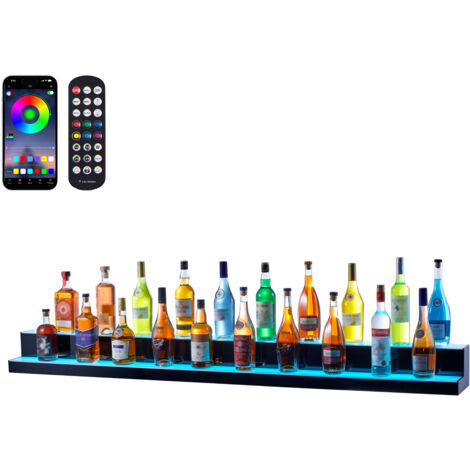 Meuble Bar Lumineux Presentoir Bouteilles VEVOR LED - 3 étages 152cm Télécommande Appli Affichage Alcool éclairage Rgb