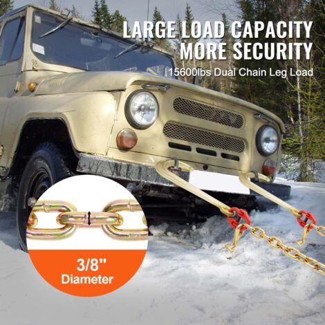 VEVOR Chau00eene U00e0 2 Brins - 1,8 M - Avec Crochet - Chau00eene Forestiu00e8re G80-5 Tonnes - Chau00eene De Levage De Moteur G80 - Diamu00e8tre : 10 Mm - Haute Ru00e9sistance