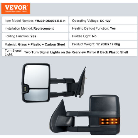 Rétroviseurs De Remorquage Manuels Noirs Pour Ford F150 2004-2014 - Paire Complète - Marque Perfit Zone