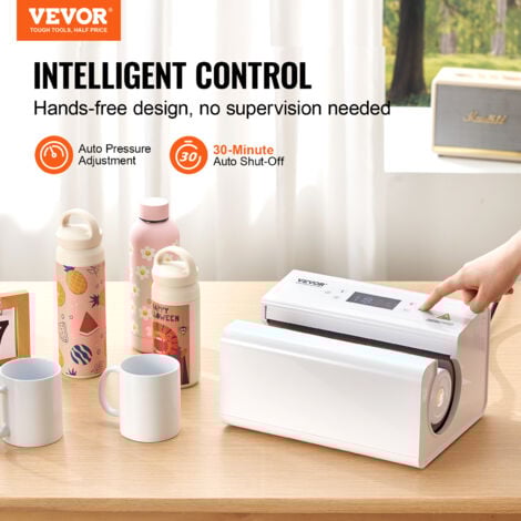 VEVOR Presse a Chaud pour Tasses Mugs Automatique 325-887 mL Diametre 75-85 mm, Machine de Sublimation Temperature et Temps Reglables, Chauffage Rapide et Uniforme, pour Transferer Images sur Mug
