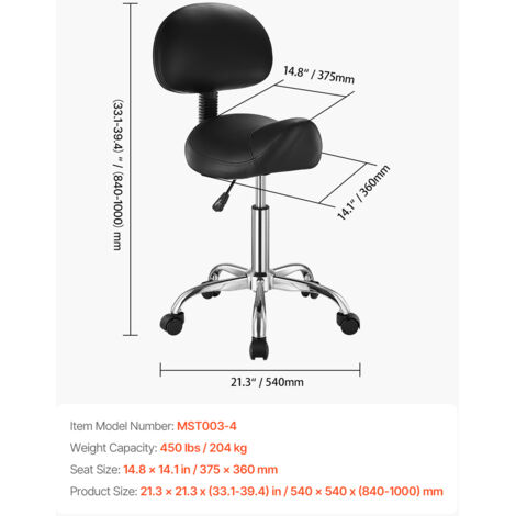 Master Massage Tabouret De Selle Ergonomique Marron – Siège Confort Massage, Maquillage, Travail – Jusqu'à 250 Kg Tabouret Professionnel Marron
