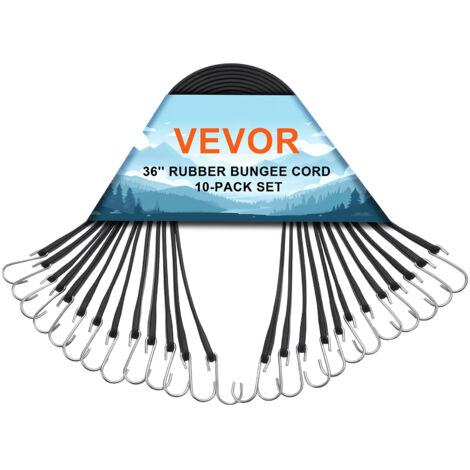 VEVOR Lot De 10 Tendeurs Élastiques Robustes 20x600mm Avec Crochets S Acier - Noir