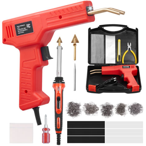 Kit Soudage Plastique VEVOR 100W - Pistolet + Fer 60W/100W, 1000 Agrafes & 60 Tiges Pour Réparer Pare-chocs Voiture, Kayak & Plastiques