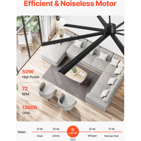 Ventilateur de plafond sans lumière, Loret M IP44, INSPIRE, noir | Leroy Merlin
