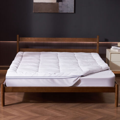 CASABEL Surmatelas Rafraîchissant 160x200 cm en Microfibre Gaufrée Premium Blanc - Garnissage Fibre Creuse 600 GSM Epaisseur 4 cm - Maison