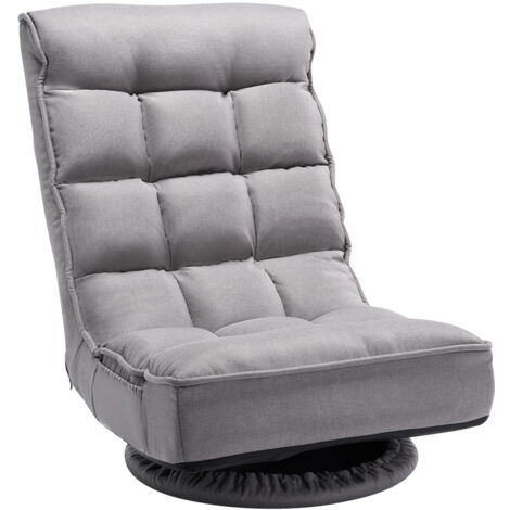 HOMCOM Chaise De Sol Pivotante 360° – Dossier Réglable 5 Positions – Pliable Et Léger – Idéal Méditation, Lecture, Jeux, Salon – Vert – Confort Ergonomique Cadre Acier Robuste