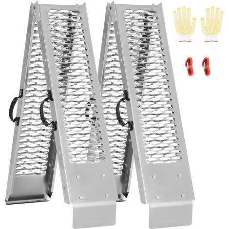 VEVOR Rampe Deacces En Aluminium, 2 Pieces, Rampe De Chargement Pliable 453 Kg Avec Surface De Rampe Plus Large Robuste Stable Et Universelle Avec Poignees Pour Vtt Utv Moto Velo Electrique 88676230 VEVOR Rampe Deacces En Aluminium, 2 Pieces, Rampe De Chargement Pliable 453 Kg Avec Surface De Rampe Plus Large Robuste Stable Et Universelle Avec Poignees Pour Vtt Utv Moto Velo Electrique 88676230