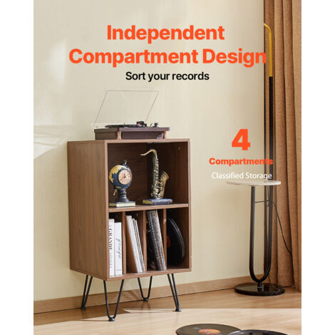 Meuble Platine Vinyle En Acrylique, Support Tourne-disque Et Rangement Albums - 43x37x66 Cm, Design Moderne, Montage Facile - 12