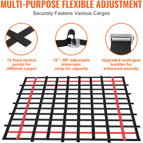 Fulenyi Filet De Chargement Auto Extensible 70x35 Cm – Filet Élastique Universel Avec Crochets Pour Coffre SUV, Camion, Bateau