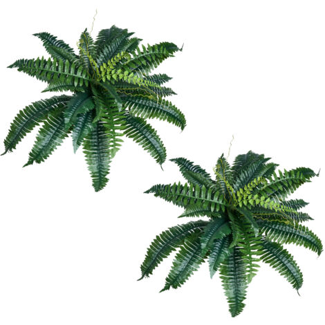 Lot De 10 Buissons D'Arbustes Artificiels Fausse Fougère Verte - Plantes Artificielles Extérieur 35 Cm Pour Décoration Jardin Balcon Maison