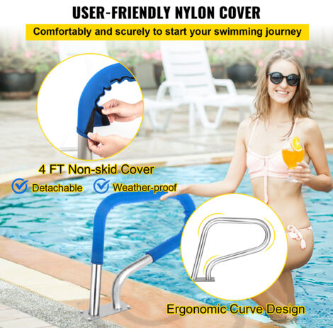 Housse De Protection Pour Rampe De Piscine, 2,4 M, Avec Fermeture Eclair Pour Aider Les Enfants Bleu