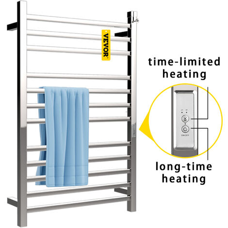 Porte-serviettes Chauffant électrique - 5 Barres, 60W, Inox - Mur Ou Pied - Minuterie 2-4h - 55°C Max - Design Moderne Salle De Bain