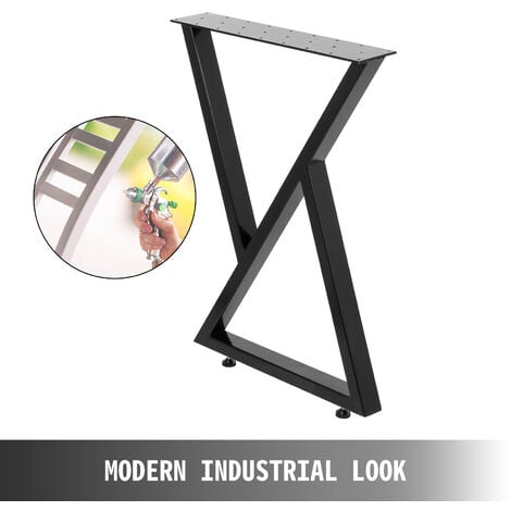 VEVOR Pieds de Table Reglable Hauteur 28Pouce Pieds de Table en Acier 2 Pieces Pieds de Table a Manger Capacite 800kg Pieds de Table en Metal Pieds Reglables Design Zigzag Industriel