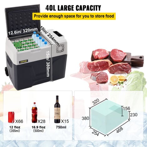 VEVOR Refrigerateur Portable a Compression 40 L Glaciere Electrique Voiture 569 x 368 x 483 mm Frigo Congelateur 45 W Panneau Numerique Intelligent pour Laisser Aliments Frais et Boissons Fraiches