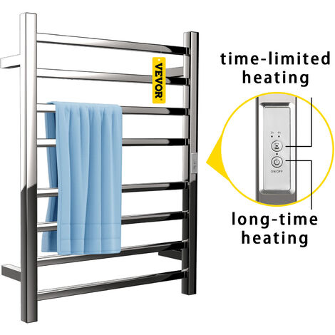 Chauffe-serviettes et séchoir, serviette chauffante thermostatique  électrique, 10 barres en acier inoxydable, étanche, fixation murale