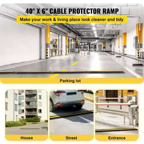 VEVOR Rampe de Protection Cable Exterieur 4 pcs 18,000 lbs Rampe de Cache-Cable 1 Canal Passe Cable Pieton Sol Protection pour Cables au Sol Goulotte Couvre Cable Parking Entrepot Concert Hotel Scene