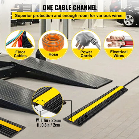 VEVOR Rampe de Protection Cable Exterieur 4 pcs 18,000 lbs Rampe de Cache-Cable 1 Canal Passe Cable Pieton Sol Protection pour Cables au Sol Goulotte Couvre Cable Parking Entrepot Concert Hotel Scene