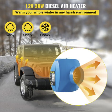 VEVOR 2KW Chauffage Diesel 12V Réchauffeur d'Air Diesel 8-36℃ Réglable  10-15m² Contrôle Intelligente avec LCD Télécommande pour Camion Bateau RV
